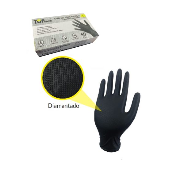Guante Nitrilo Negro Calibre 8 L - Imagen 1